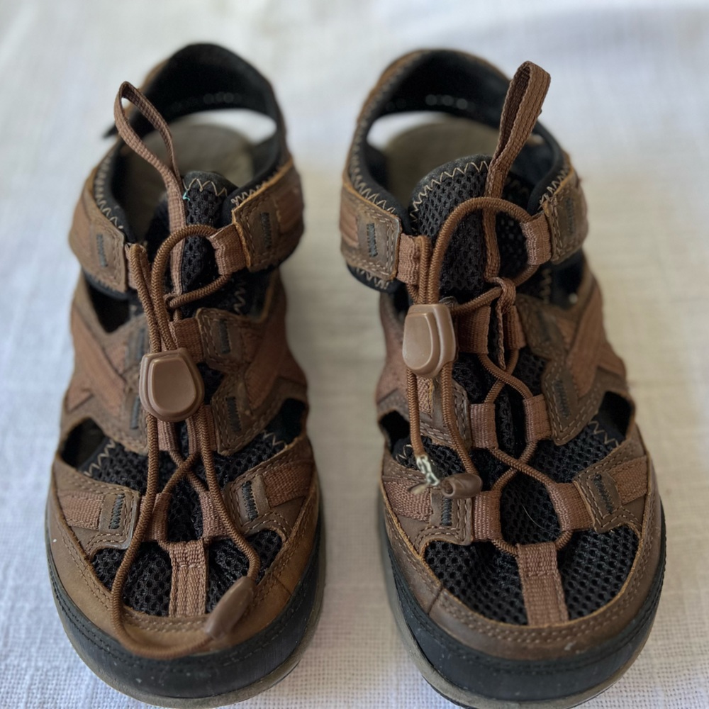 MERRELL Cambrian Vibram brown leather black mesh men’s water sandals shoes | 7